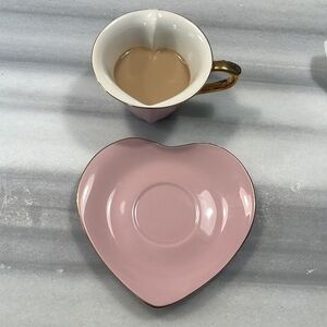 Special Pink & Gold Heart Tea Cup and Saucer
